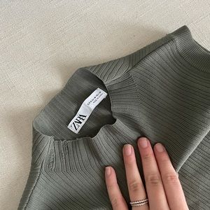 Zara green mock neck dress